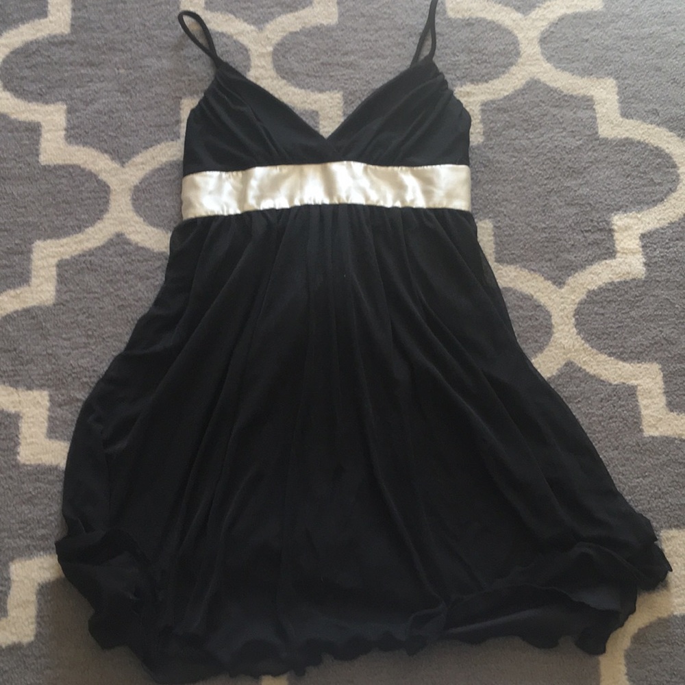 Black dress with cream satin sash tie